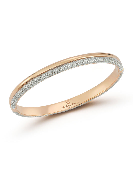 Thoby 18K Rose Gold and Diamond Tubular Hinged Bangle Bracelet