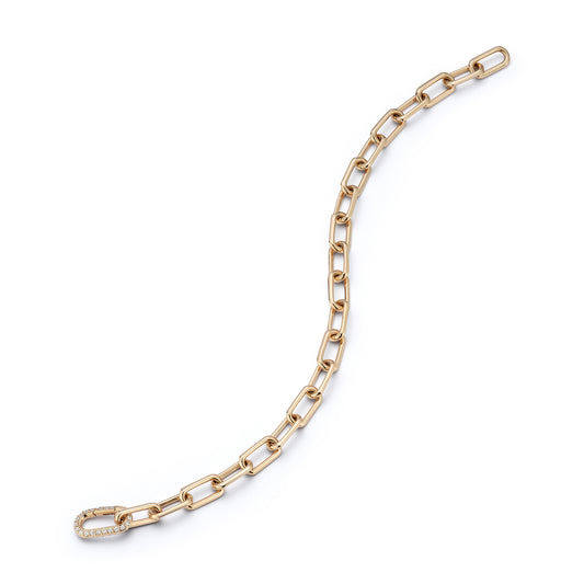 Saxon Rose Gold Chain Link Bracelet with All Diamond Clasp