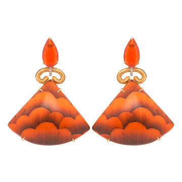 Fire Opal Marquetry Earrings