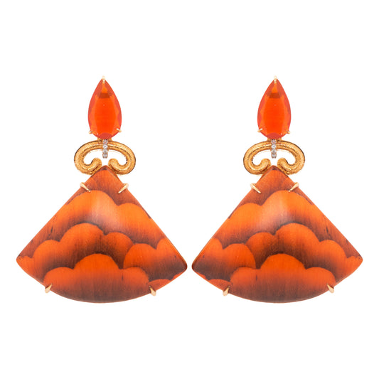 Fire Opal Marquetry Earrings