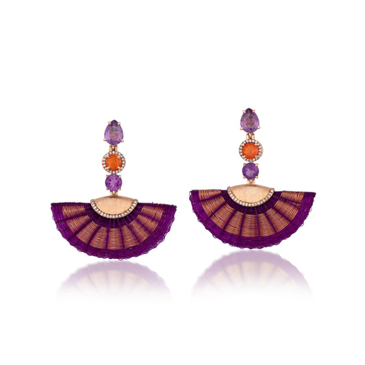 Purple Horse Mane Earrings with Copper