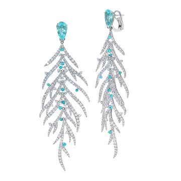Paraiba Tourmaline & Diamond Folha Earrings