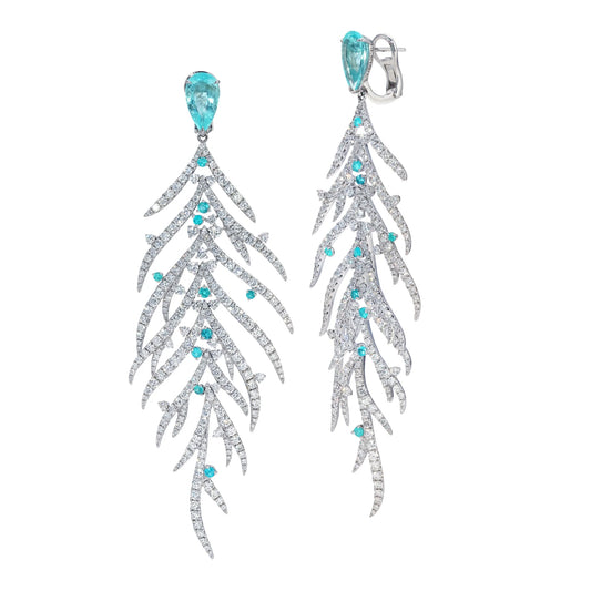 Paraiba Tourmaline & Diamond Folha Earrings