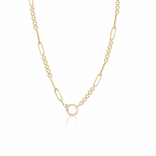 Gold Beaded Paperclip Chain 20"