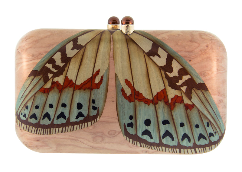 Marquetry Clutch with Pearl and Butterfly Pattern
