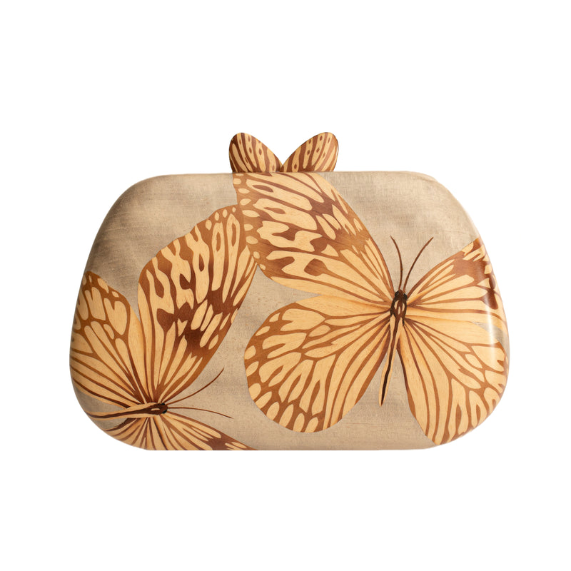 Marquetry Clutch with Diamond and Butterfly Pattern