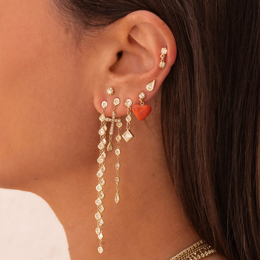 Mini 10 Diamond Drop Stud Front Back Earring