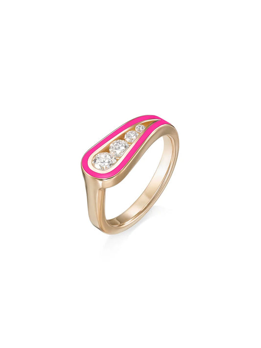 Daphne Pinky Ring - Pink Enamel