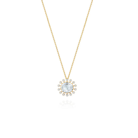 Daystar Rock Crystal and Diamond Sun Pendant