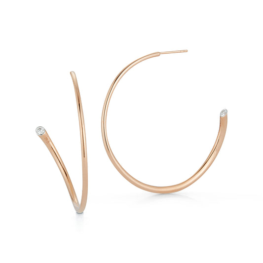 Thoby Rose Gold and Single Diamond Tubular Hoop Earring