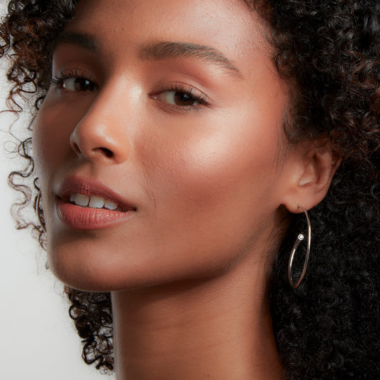 Thoby Rose Gold and Single Diamond Tubular Hoop Earring