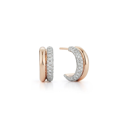 Thoby Rose Gold and Diamond Tubular Huggies