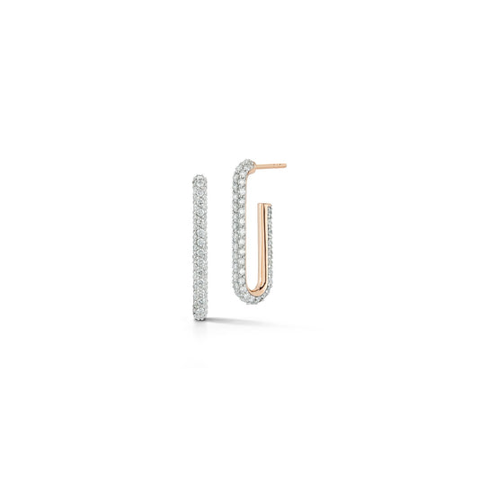 Saxon Rose Gold Elongated Single Diamond Chain Link Earring