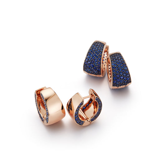 Lytton Rose Gold and All Blue Sapphire Tapering Hoop