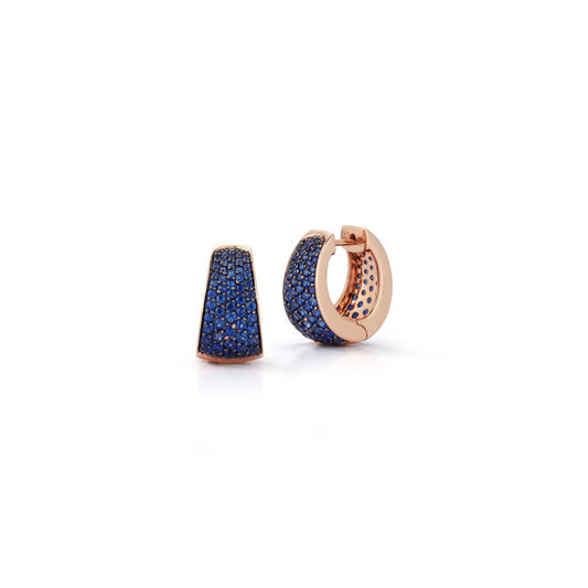 Lytton Rose Gold and All Blue Sapphire Tapering Hoop
