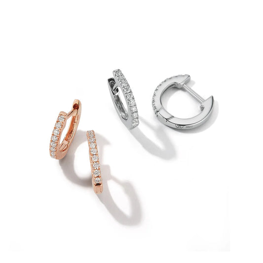 WF Classic 18K Rose Gold and Diamond Single Row Huggie