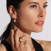 Thoby 18k Rose Gold Bezel Set Emerald Cut Diamond Puzzle Earring on French Wire