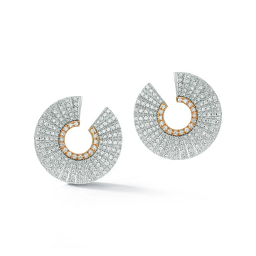 Clive White Gold and Rose Gold Diamond Fluted Hoops