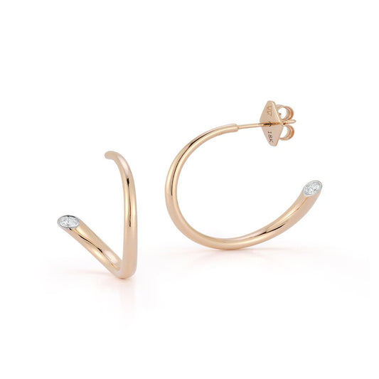 Thoby Rose Gold and Diamond 1" Tubular Hoop Earring