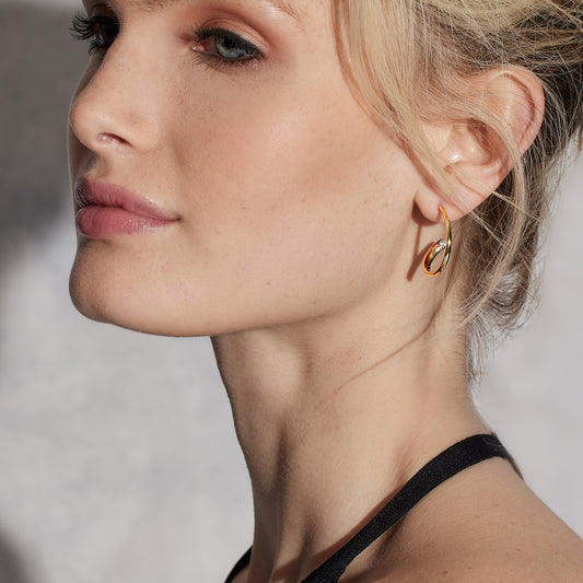 Thoby Rose Gold and Diamond 1" Tubular Hoop Earring