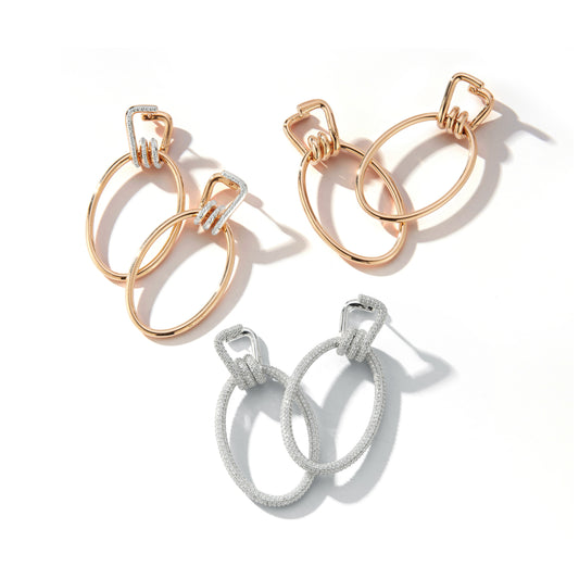 Huxley 18K Rose Gold and Diamond Elongated Coil Link Earring