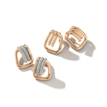 Huxley 18K Rose Gold and Diamond Coil Link Huggie Earring