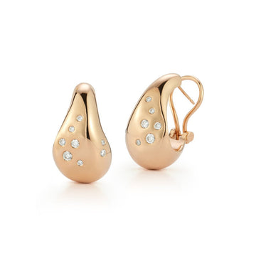 Rose Gold Julian Wide Wave Hoop Earrings with Burnished Diamonds