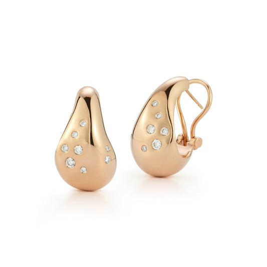 Rose Gold Julian Wide Wave Hoop Earrings with Burnished Diamonds