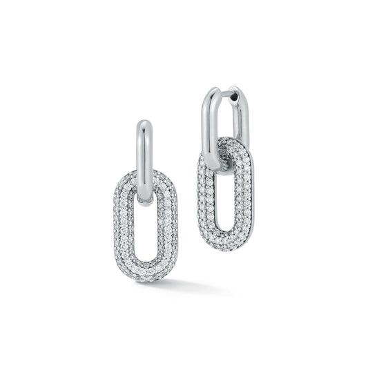 Morrell White Gold and Diamond Drop Huggie Earrings