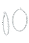 Classic 18k White Gold Bezel Set Diamond Oval Hoop Earrings