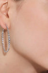 Classic 18k White Gold Bezel Set Diamond Oval Hoop Earrings