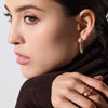 Classic 18K Yellow Gold Bezel Set Diamond Oval Small Hoop Earrings