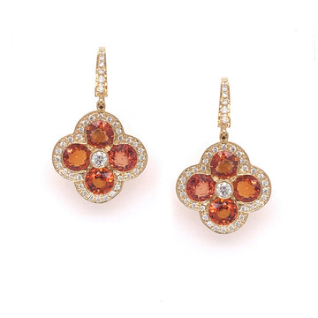 Orange Sapphire Fleur Earrings