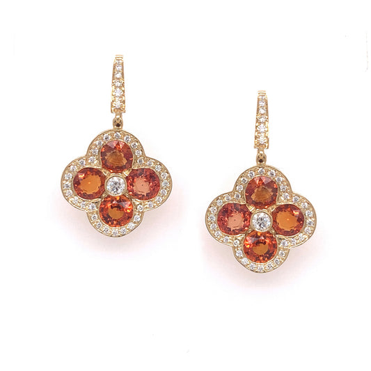Orange Sapphire Fleur Earrings