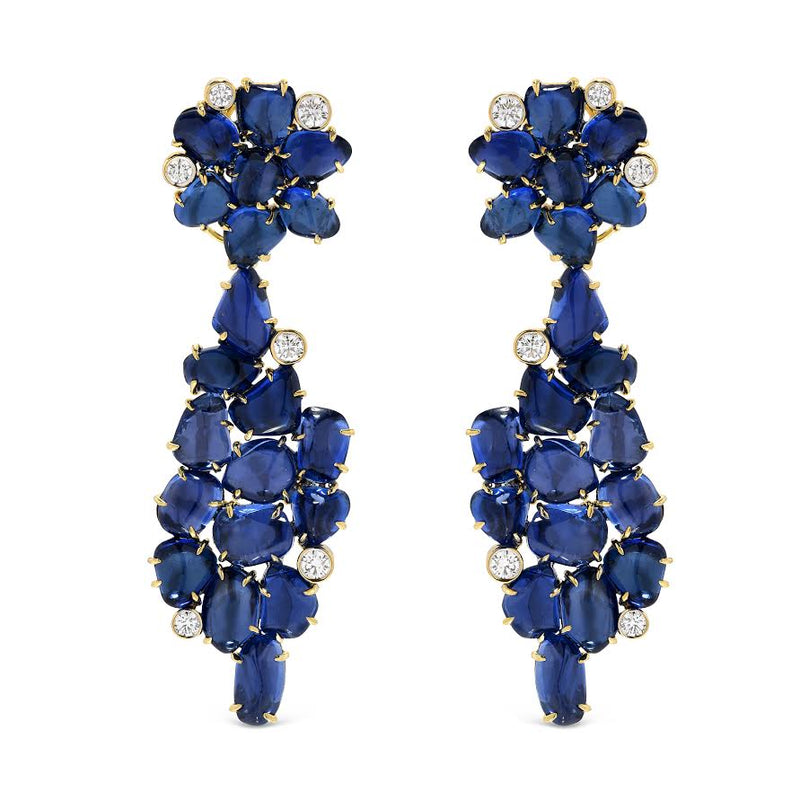 Earrings with Blue Sapphires and Diamonds