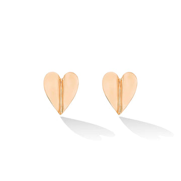 Rose Gold Wings of Love Large Folded Heart Studs