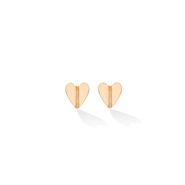 Rose Gold Wings of Love Medium Folded Heart Studs
