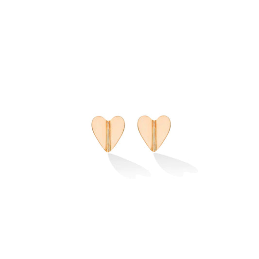 Rose Gold Wings of Love Medium Folded Heart Studs