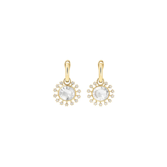 Daystar Large Rock Crystal and Diamond Sun Hoops