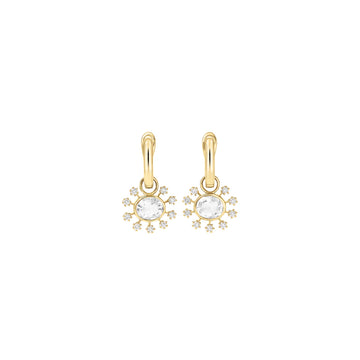 Daystar Small Rock Crystal and Diamond Sun Hoops