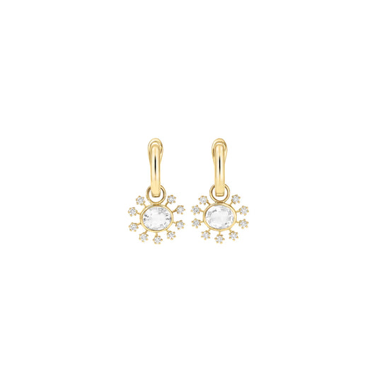 Daystar Small Rock Crystal and Diamond Sun Hoops