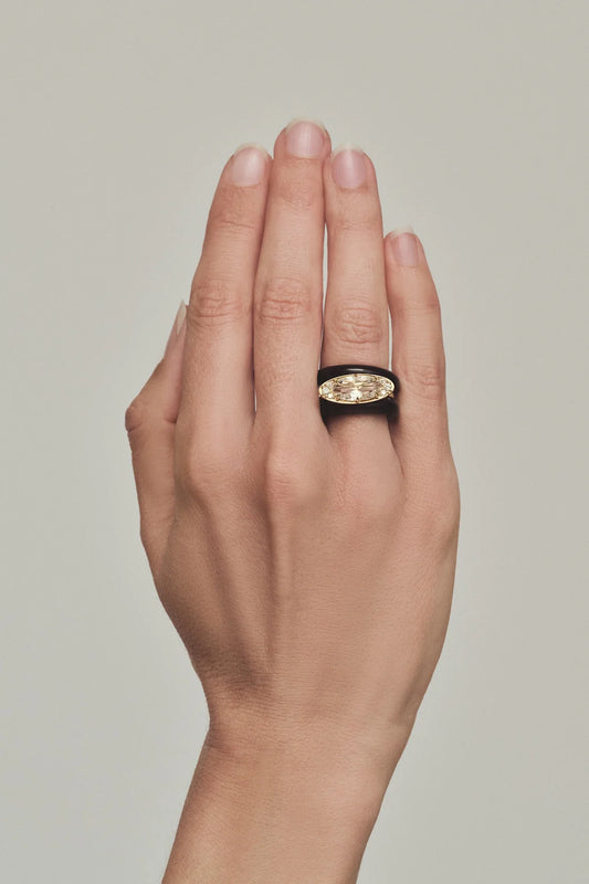 Ellipse Ring Stack- White Topaz