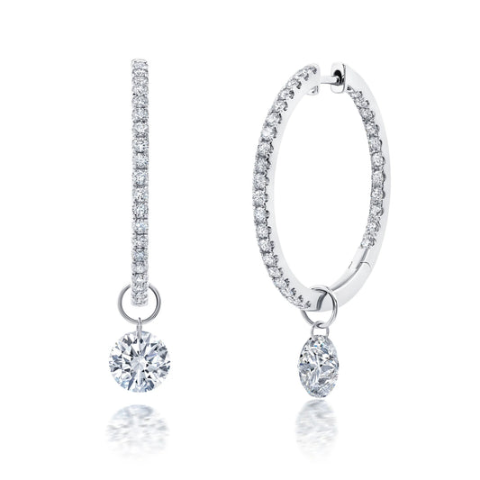Large Floating Diamond Hoop Earrings
