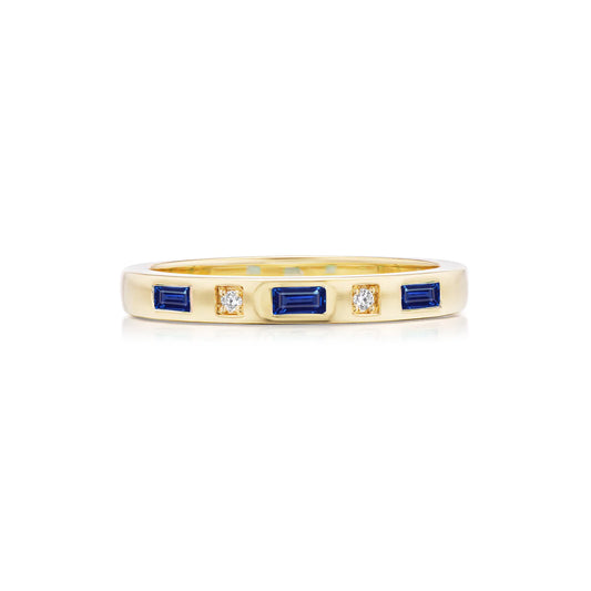 Tarot Baguette Stacking Band with Blue Sapphires