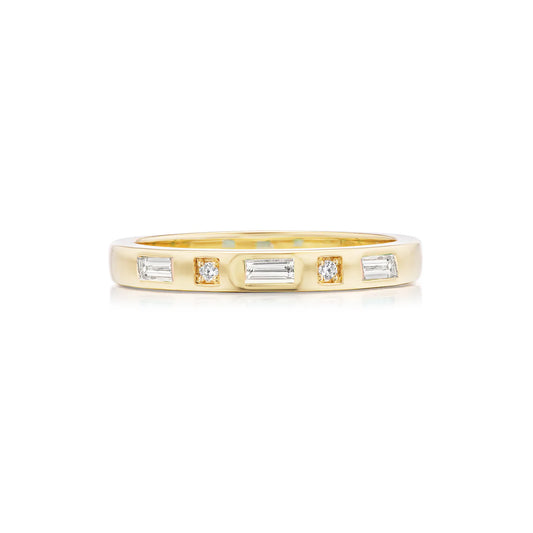 Tarot Baguette Stacking Band with Diamonds