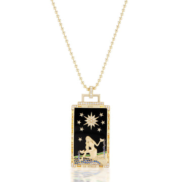 Black Onyx Tarot Card Pendant, La Stelle