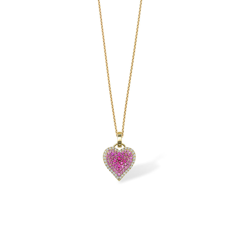 Pink Sapphire Fortune Heart Necklace