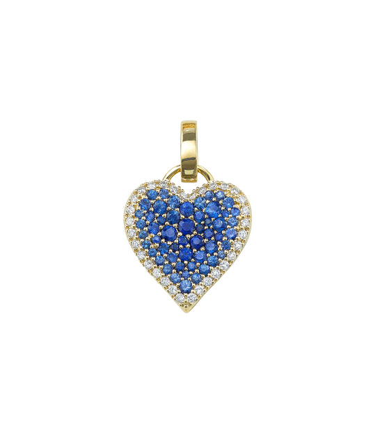 Fortune Blue Sapphire Pave Heart Pendant