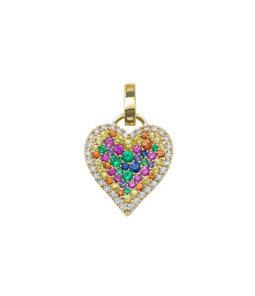 Fortune Rainbow Sapphire Pave Heart Pendant