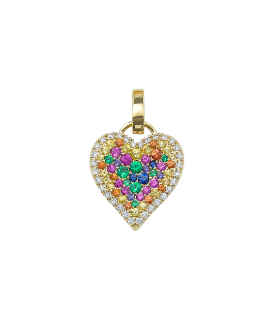 Fortune Rainbow Sapphire Pave Heart Pendant